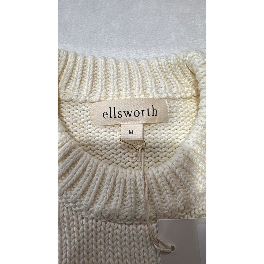 Ellsworth & Ivey Sweater Women's Medium Elena Crewneck Sweater Ivory/Navy 0009 - Picture 3 of 10